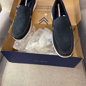 Rockport Men's Suede Navy Loafers